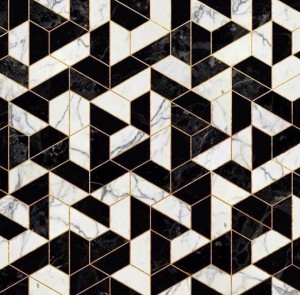 Black & White Geometric Cube Mosaic