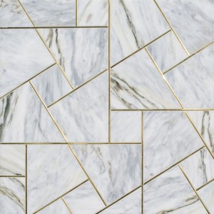 Metallic gold lines Water-jet Mosaic