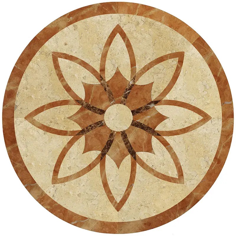 Round Marble Water-jet Inlay