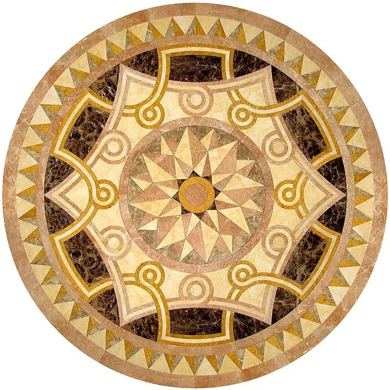 Round Marble Water-jet Inlay