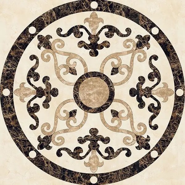 Round Marble Water-jet Inlay