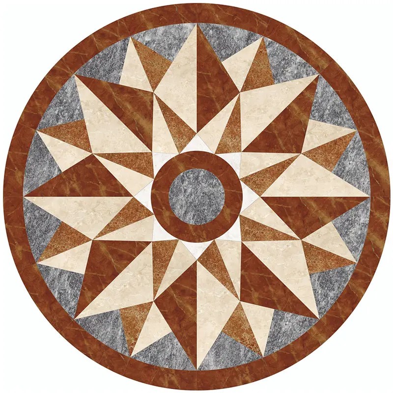 Round Marble Water-jet Inlay