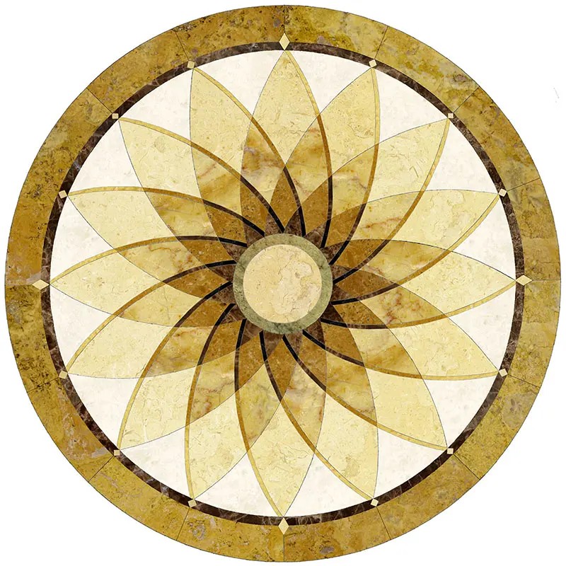 Round Marble Water-jet Inlay