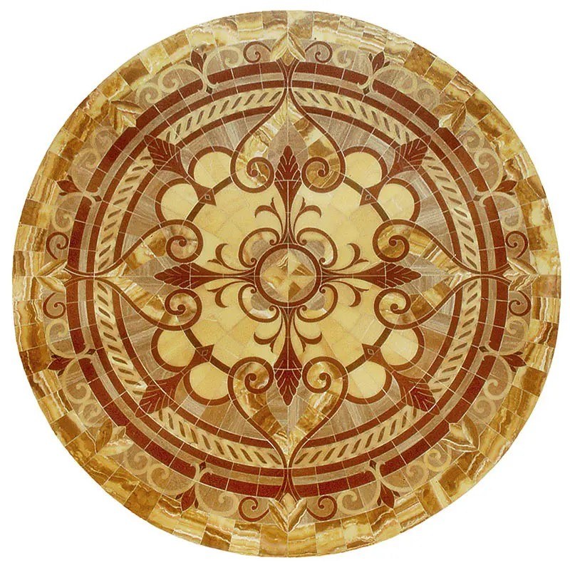 Round Marble Water-jet Inlay