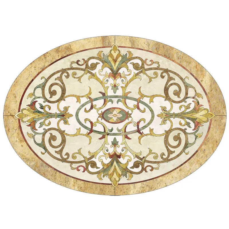 Round Marble Water-jet Inlay