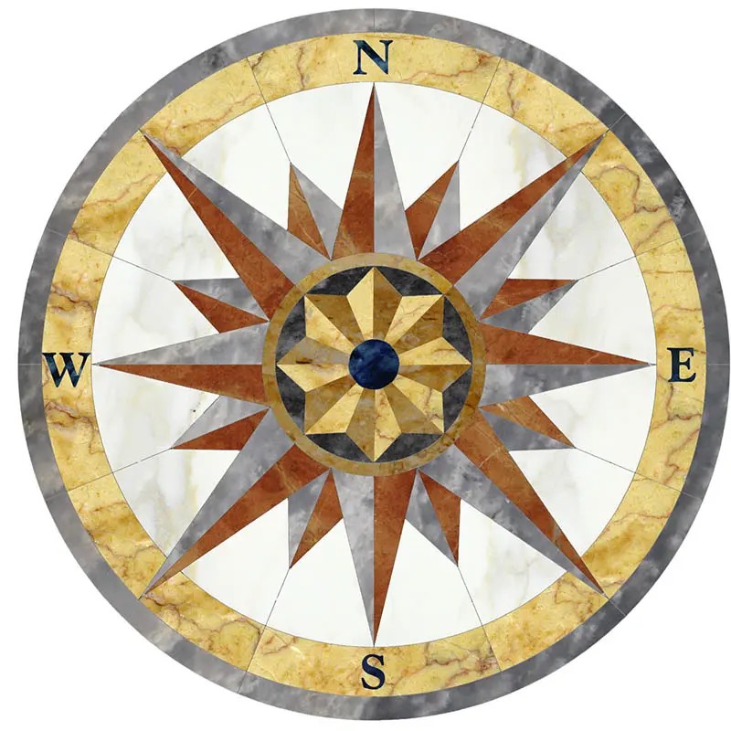 Round Marble Water-jet Inlay