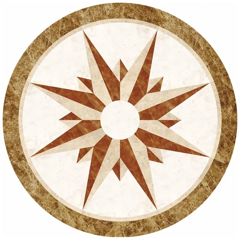 Round Marble Water-jet Inlay
