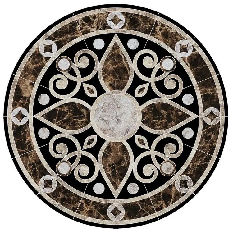 Round Marble Water-jet Inlay