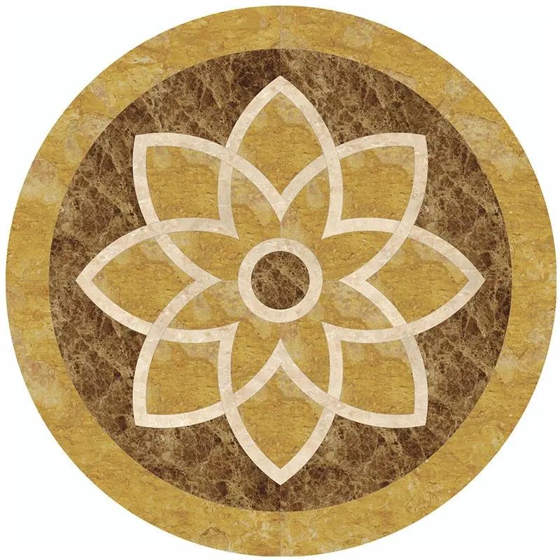 Round Marble Water-jet Inlay