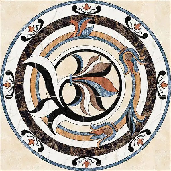 Round Marble Water-jet Inlay