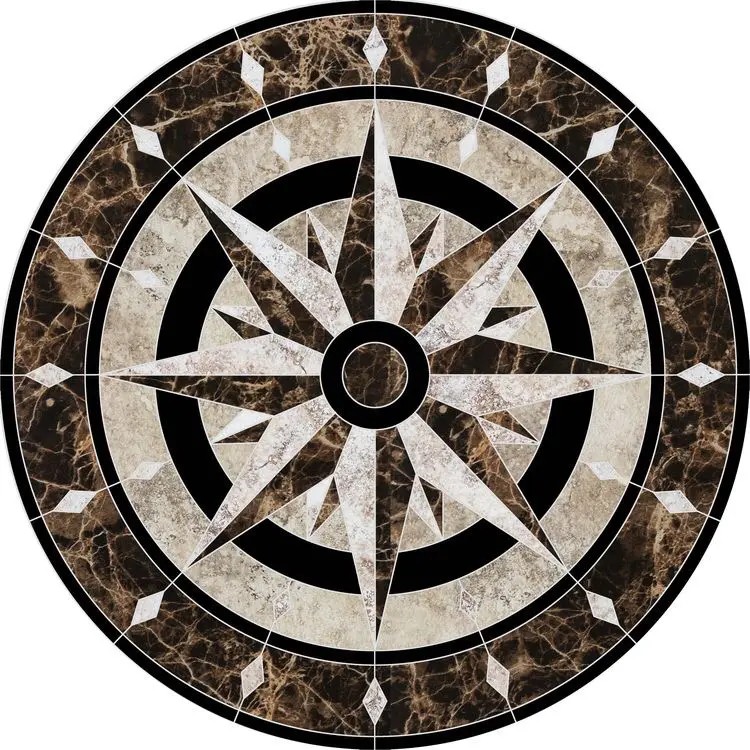 Round Marble Water-jet Inlay