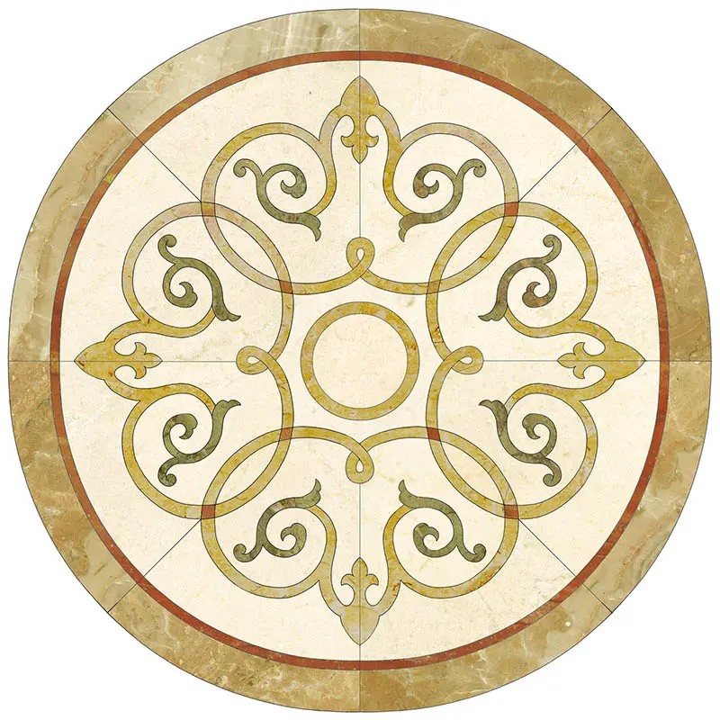 Round Marble Water-jet Inlay