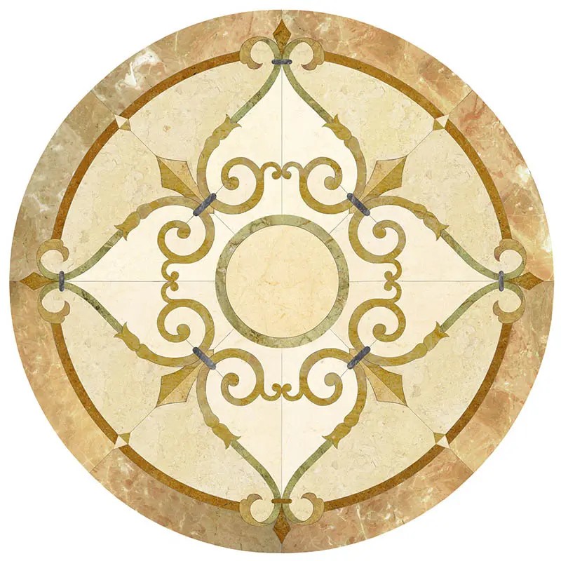 Round Marble Water-jet Inlay