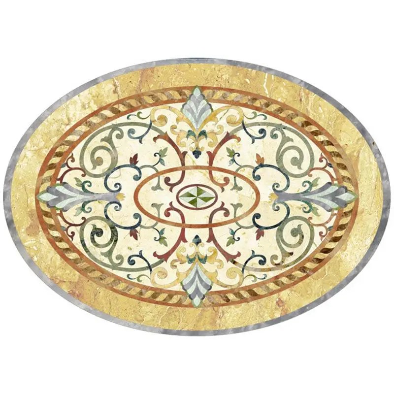 Round Marble Water-jet Inlay