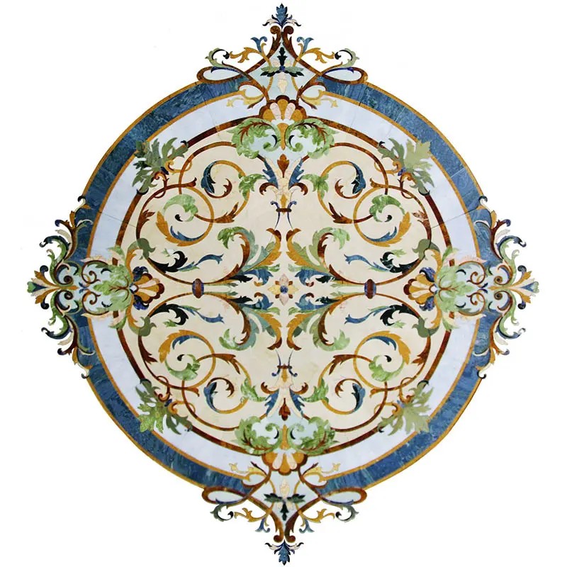 Round Marble Water-jet Inlay