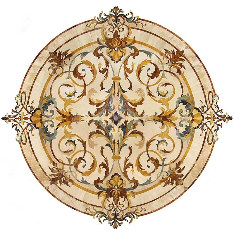 Round Marble Water-jet Inlay