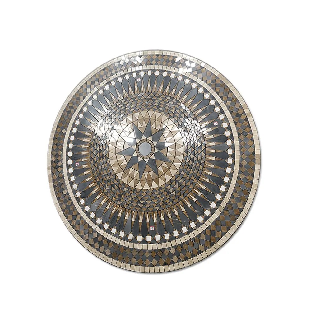 Round Marble Water-jet Inlay