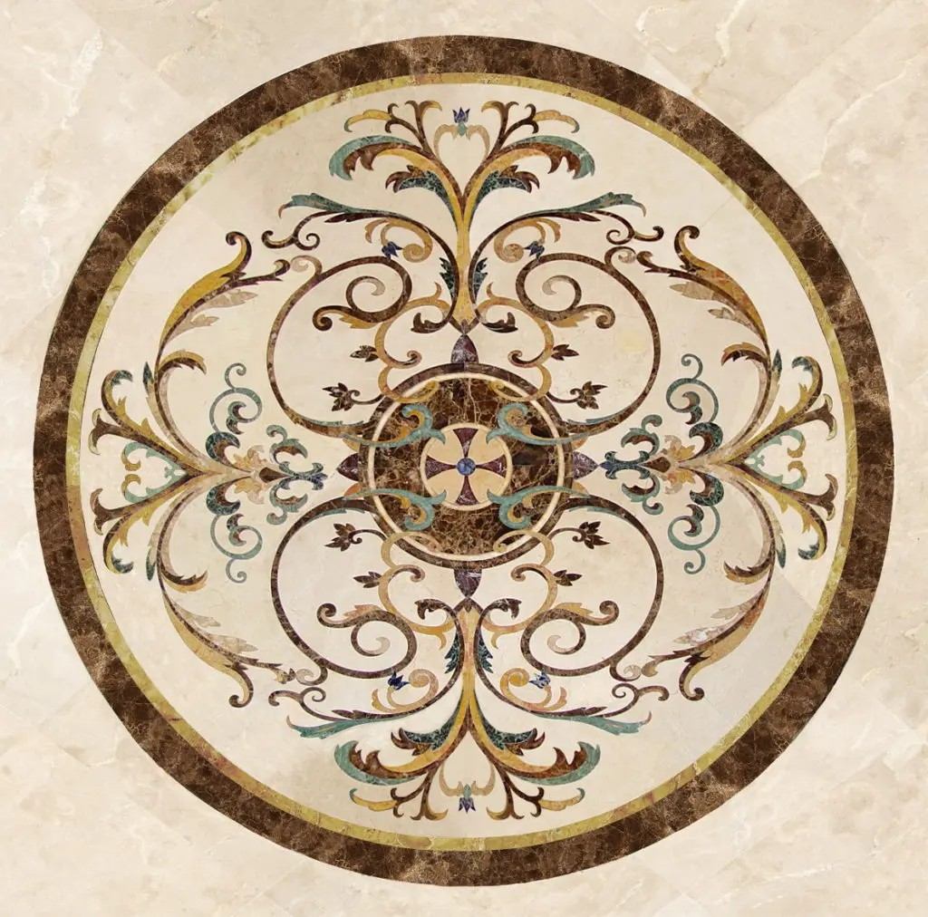 Round Marble Water-jet Inlay