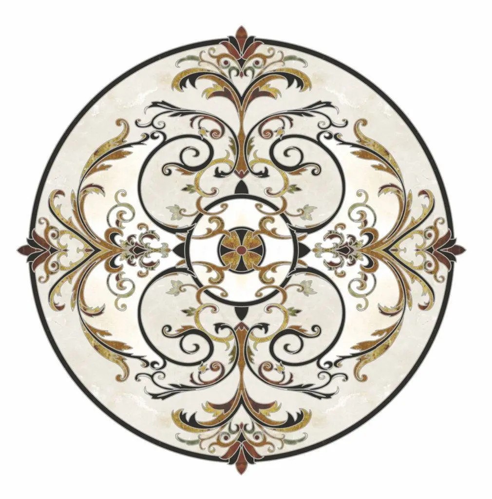 Round Marble Water-jet Inlay