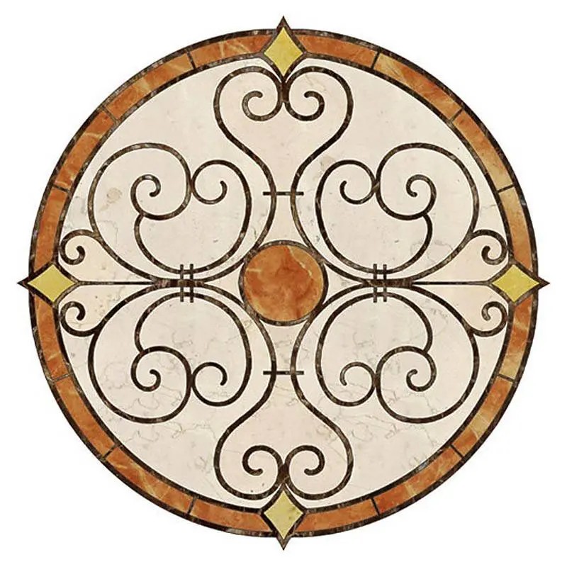 Round Marble Water-jet Inlay