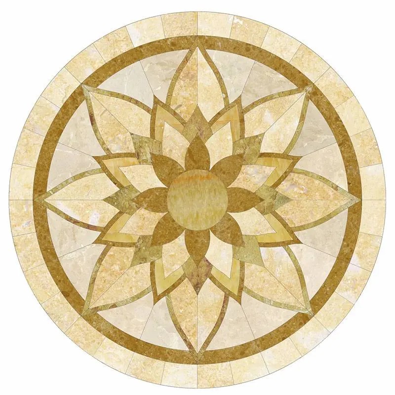 Round Marble Water-jet Inlay