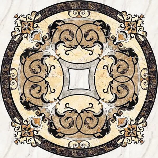 Round Marble Water-jet Inlay