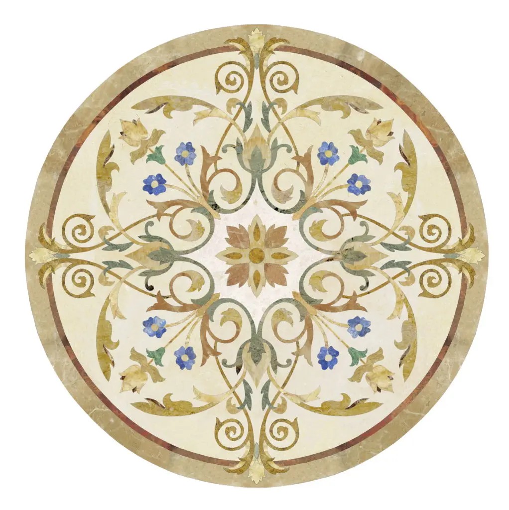Round Marble Water-jet Inlay