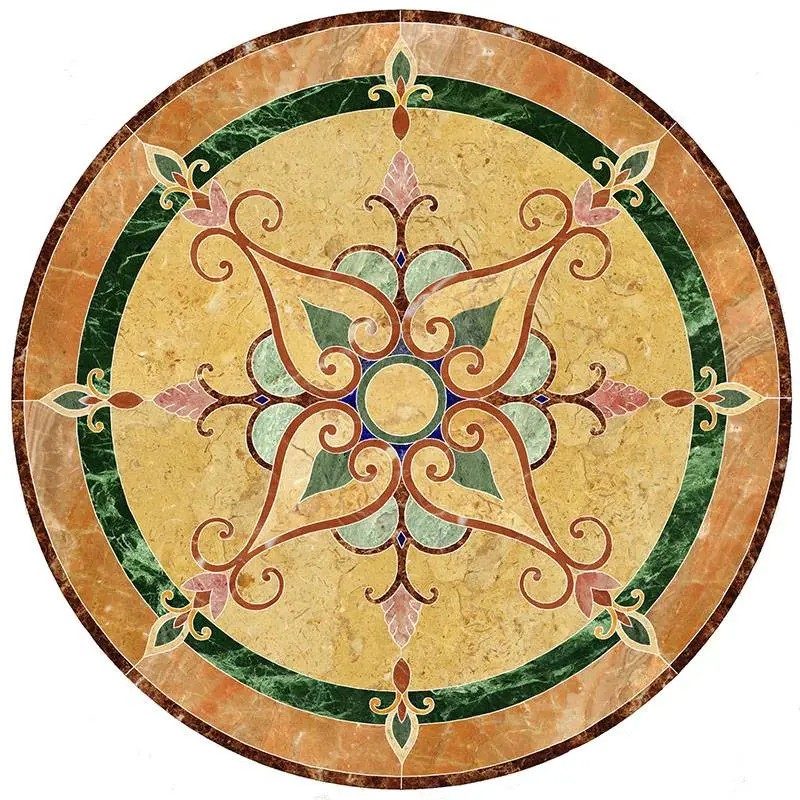 Round Marble Water-jet Inlay