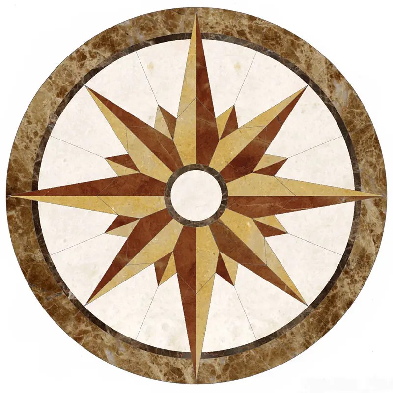 Round Marble Water-jet Inlay
