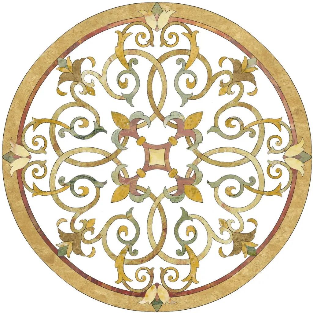 Round Marble Water-jet Inlay