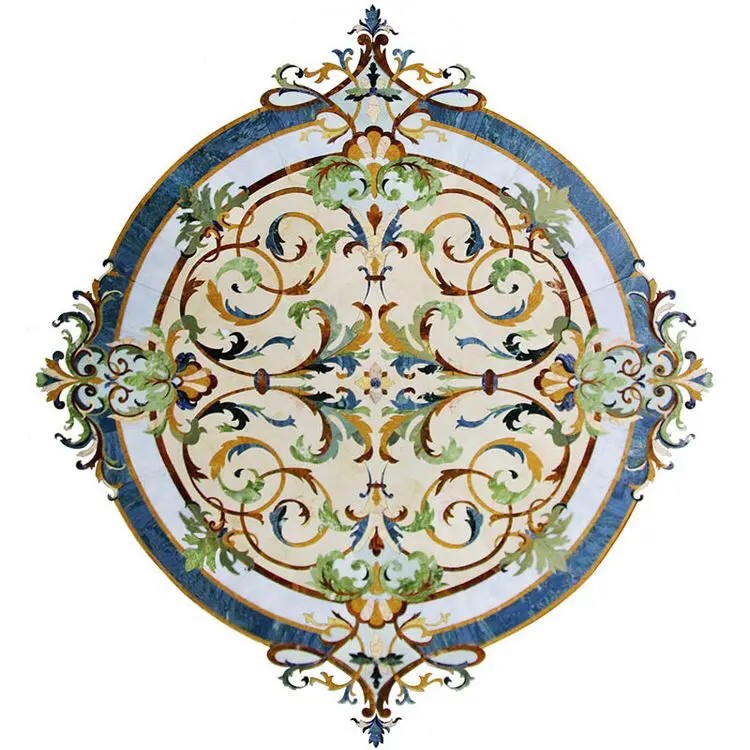 Round Marble Water-jet Inlay