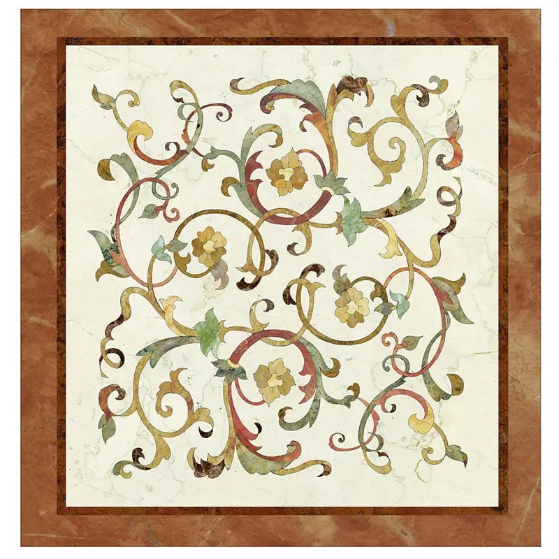 Square Marble Water-jet Inlay