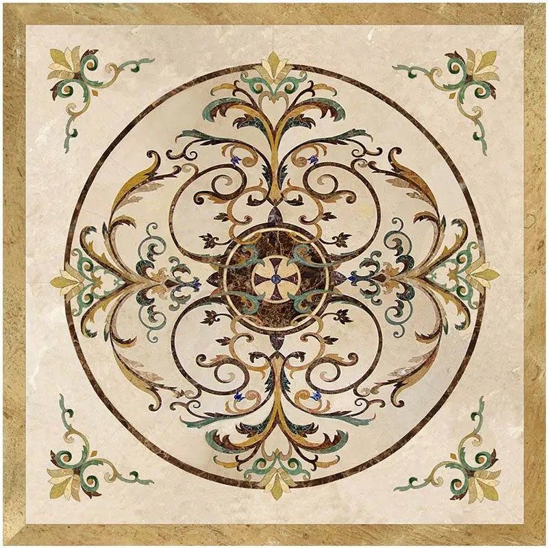 Square Marble Water-jet Inlay