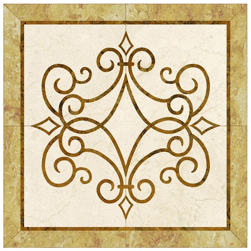 Square Marble Water-jet Inlay