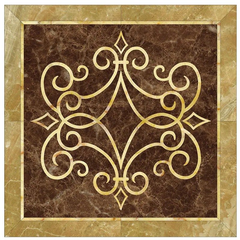 Square Marble Water-jet Inlay
