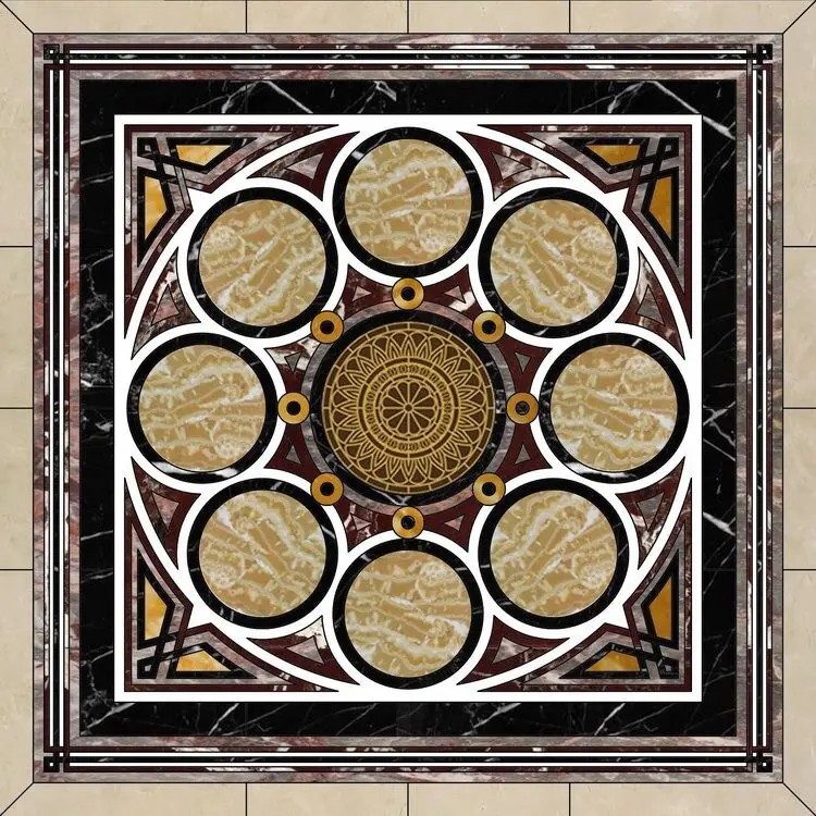 Square Marble Water-jet Inlay