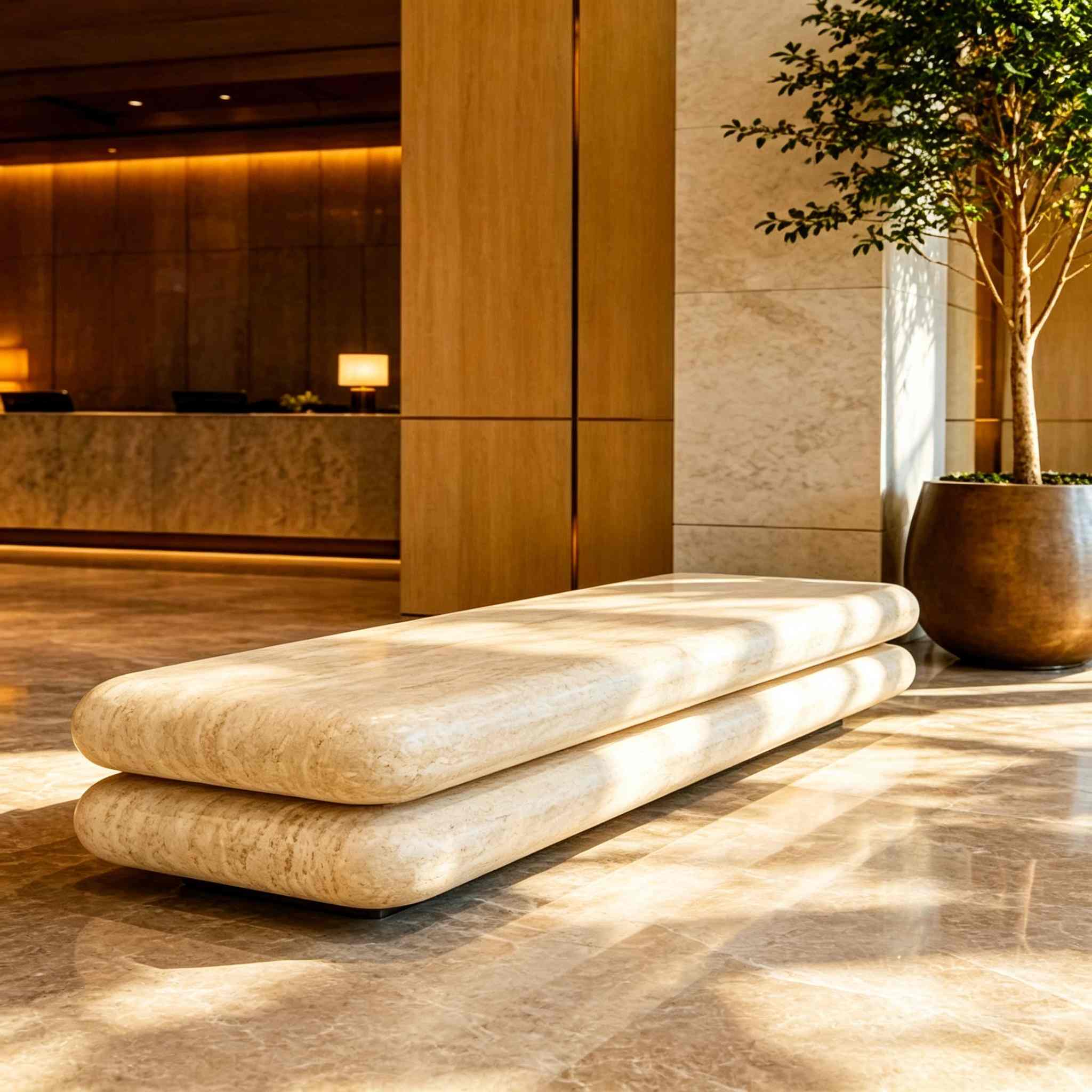 Travertine Marble Bench