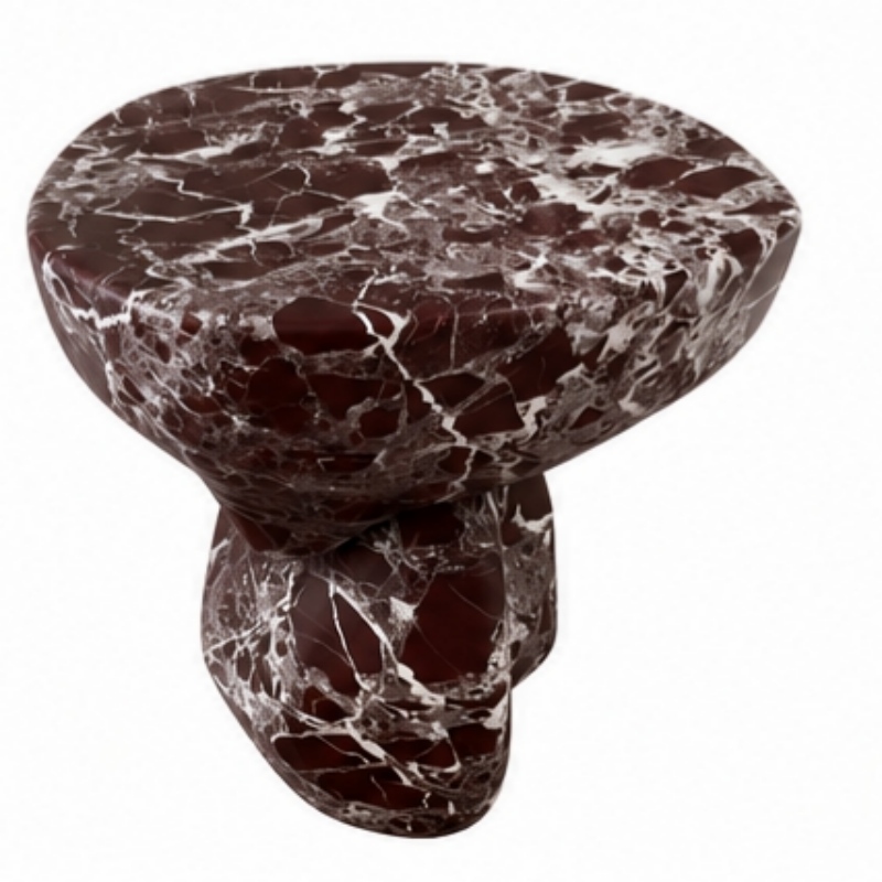 Rosso Levanto Marble Side Table